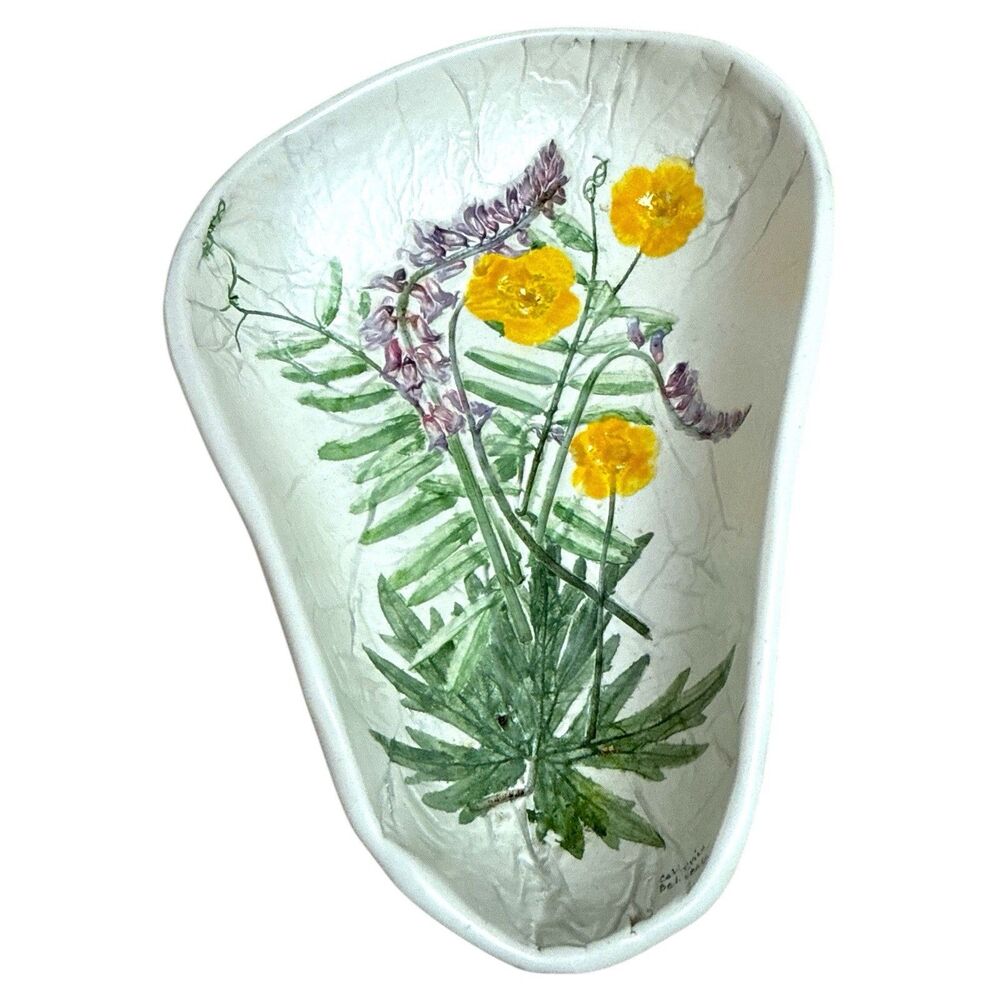 Mill Brook Kiln Vermont Pottery Dish – Buttercups & Blue Vetch by Catherine Beli